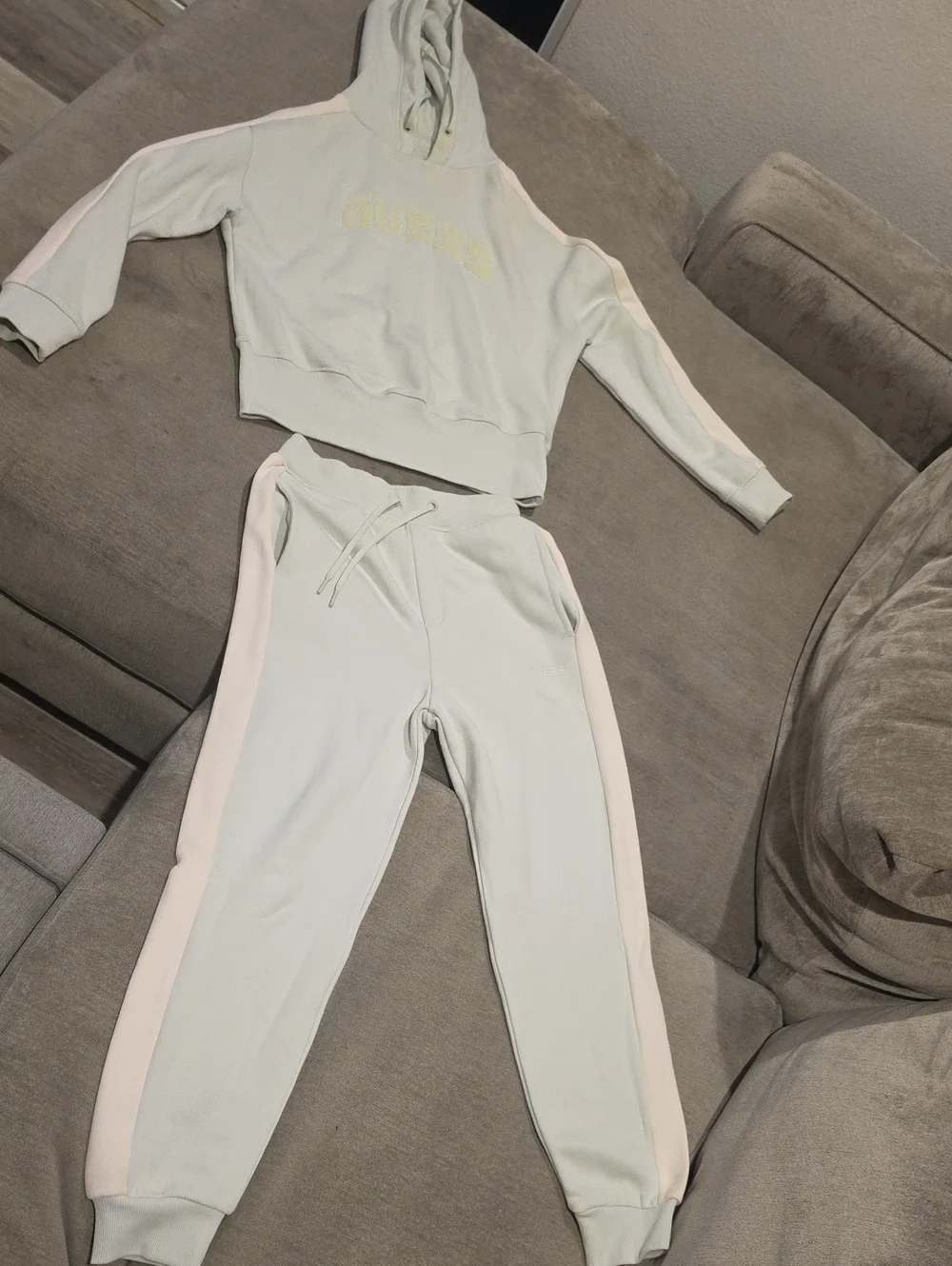 Women's Light Mint Hooded Sweatshirt & Jogger Set -Brand- GUESS